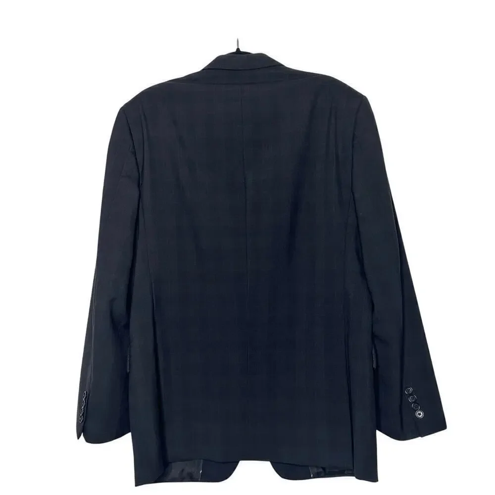 John Varvatos Plaid Wool Blazer Men's Black Size 42R